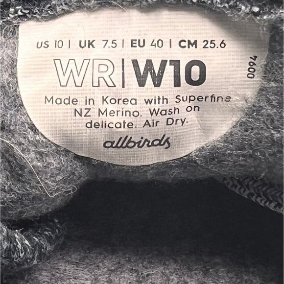 Allbirds Wool Runners Comfort Shoes Black Grey Women's Size 10 - Picture 9 of 9